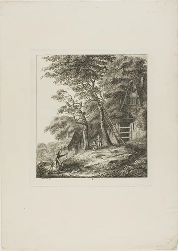 Fishermen with Children, plate two from Paysages Dédiés à M. Warelet by Salomon Gessner, print, 1764