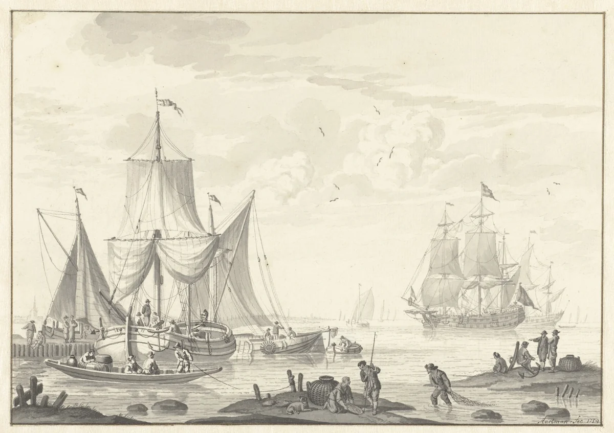 Marine by Nicolaes Aartman, drawing, 1754