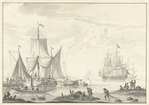 Marine by Nicolaes Aartman, drawing, 1754