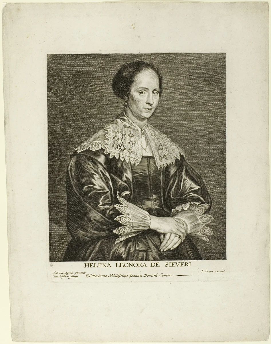 Helena Leonora de Sieveri (Helena Tromper Du Bois) by Cornelis Visscher, print, 1618-1662