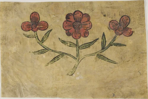 Manuscript Cutting with Flowers by European, painting, 1300-1500