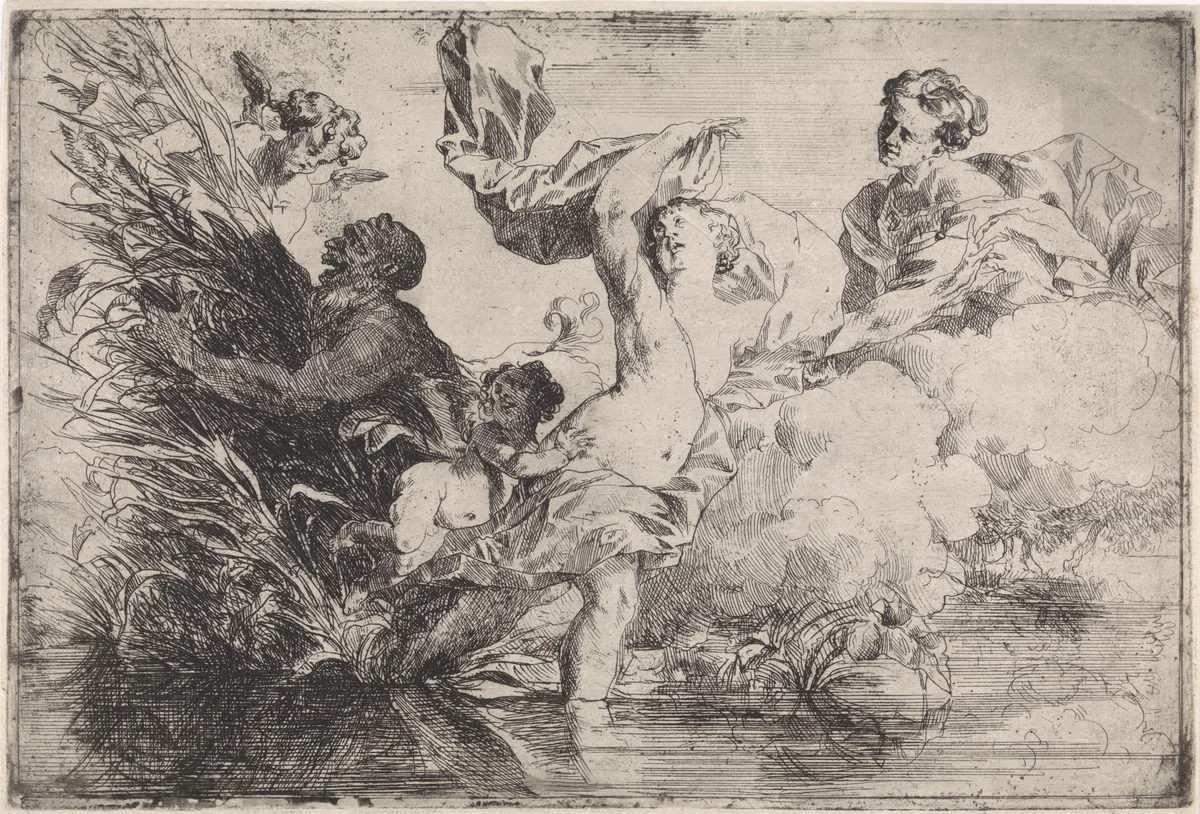 Pan die een nimf achtervolgt by Jürgen Ovens, print, 1641-1675