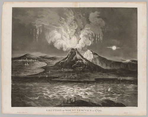 Eruption of Mount Vesuvius in 1769 by Thomas Sutherland, print, 1803-1813