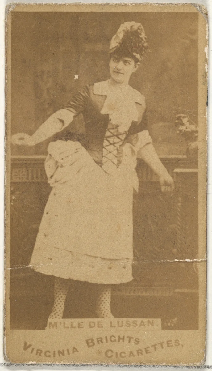 M'lle de Lussan, from the Actors and Actresses series (N45, Type 1) for Virginia Brights Cigarettes by Allen & Ginter, photograph, 1885-1891