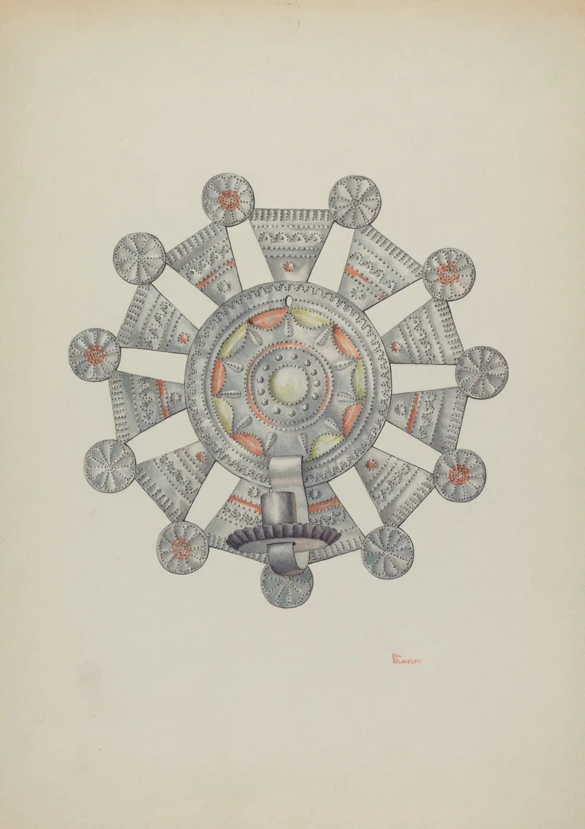 Candleholder (Candelero) Cut Tin by Hal Blakeley, index of american design, 1940