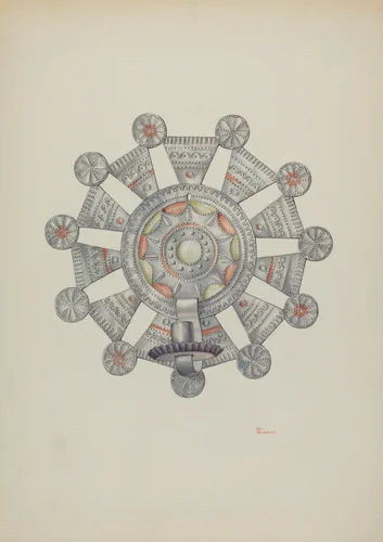 Candleholder (Candelero) Cut Tin by Hal Blakeley, index of american design, 1940