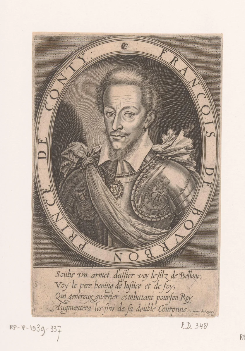 Portret van François de Bourbon, prins van Conti by Unknown, print, 1576-1614