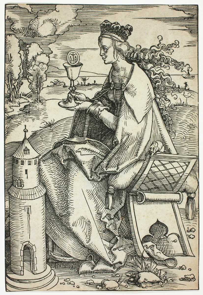 Saint Barbara by Hans Baldung Grien, print, 1500-1507