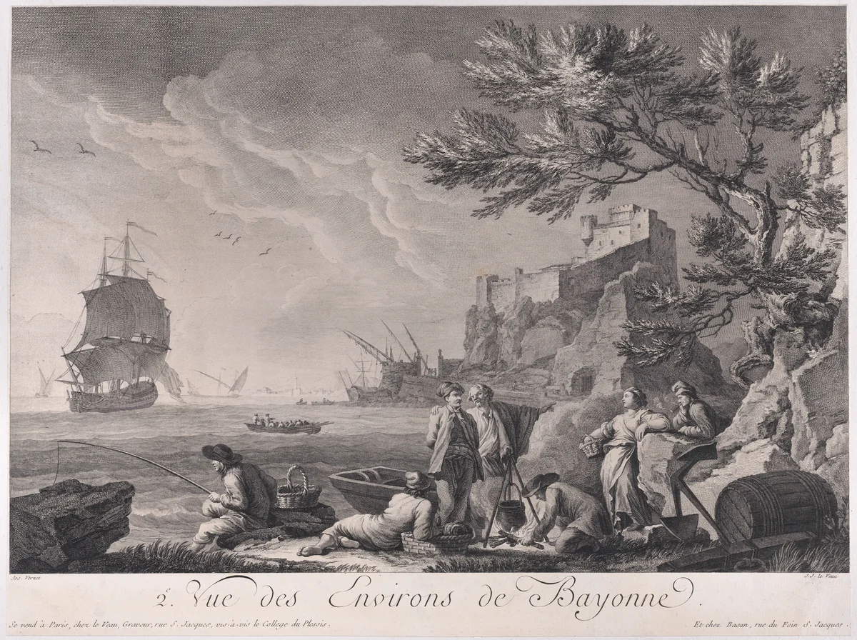 Second View of the Surroundings of Bayonne by Joseph Vernet, print, 1745-1790