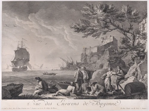 Second View of the Surroundings of Bayonne by Joseph Vernet, print, 1745-1790