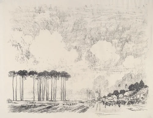 The Embarkation Camp, the Classic Grove by Joseph Pennell, print, 1917