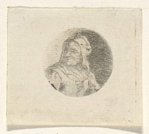 Lachende oude vrouw by Frederik Hendrik Weissenbruch, print, 1843-1887