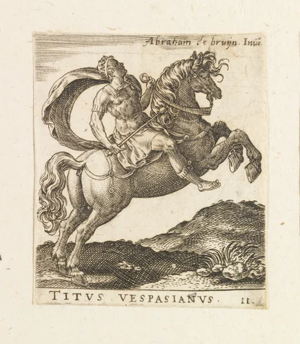 Titus Vespasianus, from "Twelve Caesars on Horseback" by Abraham de Bruyn, print, 1560-1592