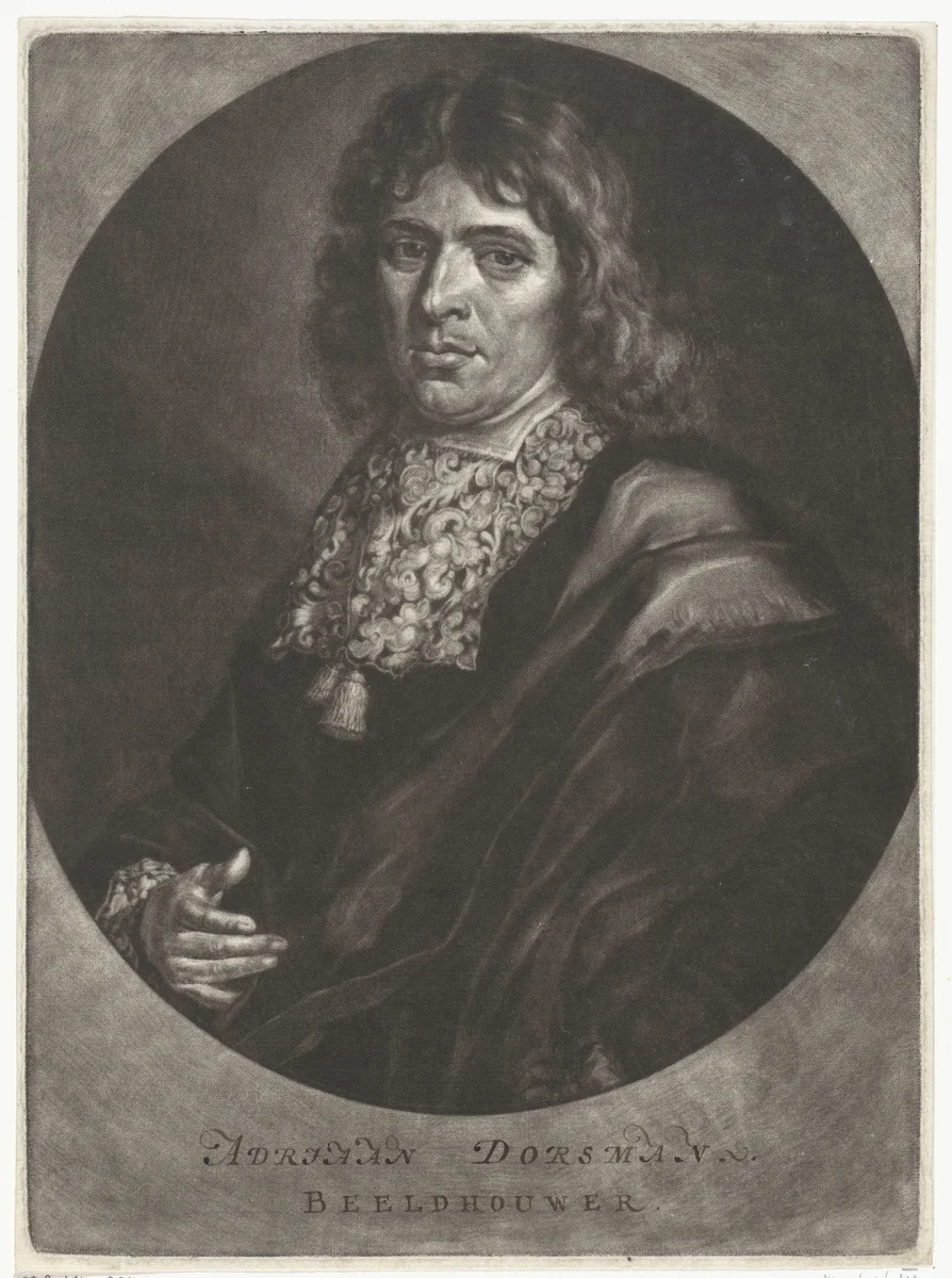 Portret van Adriaan Dortsman by Pieter van der Plas, print, 1687-1708