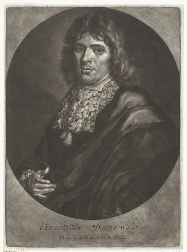 Portret van Adriaan Dortsman by Pieter van der Plas, print, 1687-1708