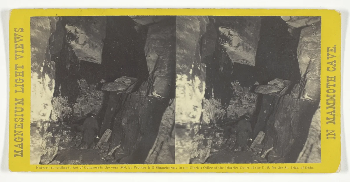 Entrance to "Long Route", No. 16 from the series "Mammoth Cave Views" by Chas Waldack, photograph, 1866