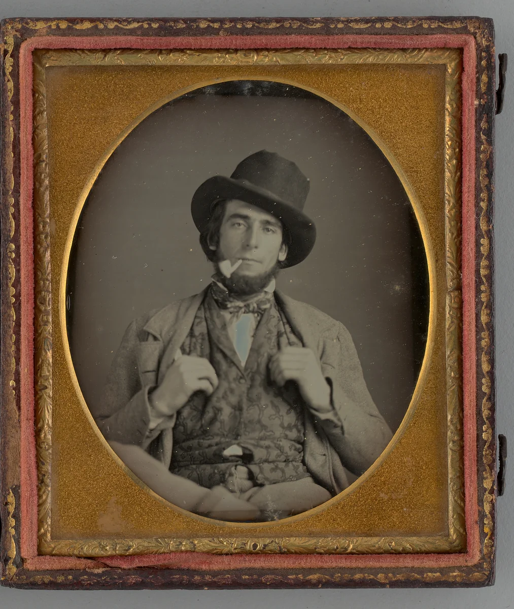 Untitled (Portrait of a Man with Hat and Pipe) by Unknown maker, other, 1853
