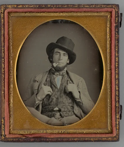 Untitled (Portrait of a Man with Hat and Pipe) by Unknown maker, other, 1853