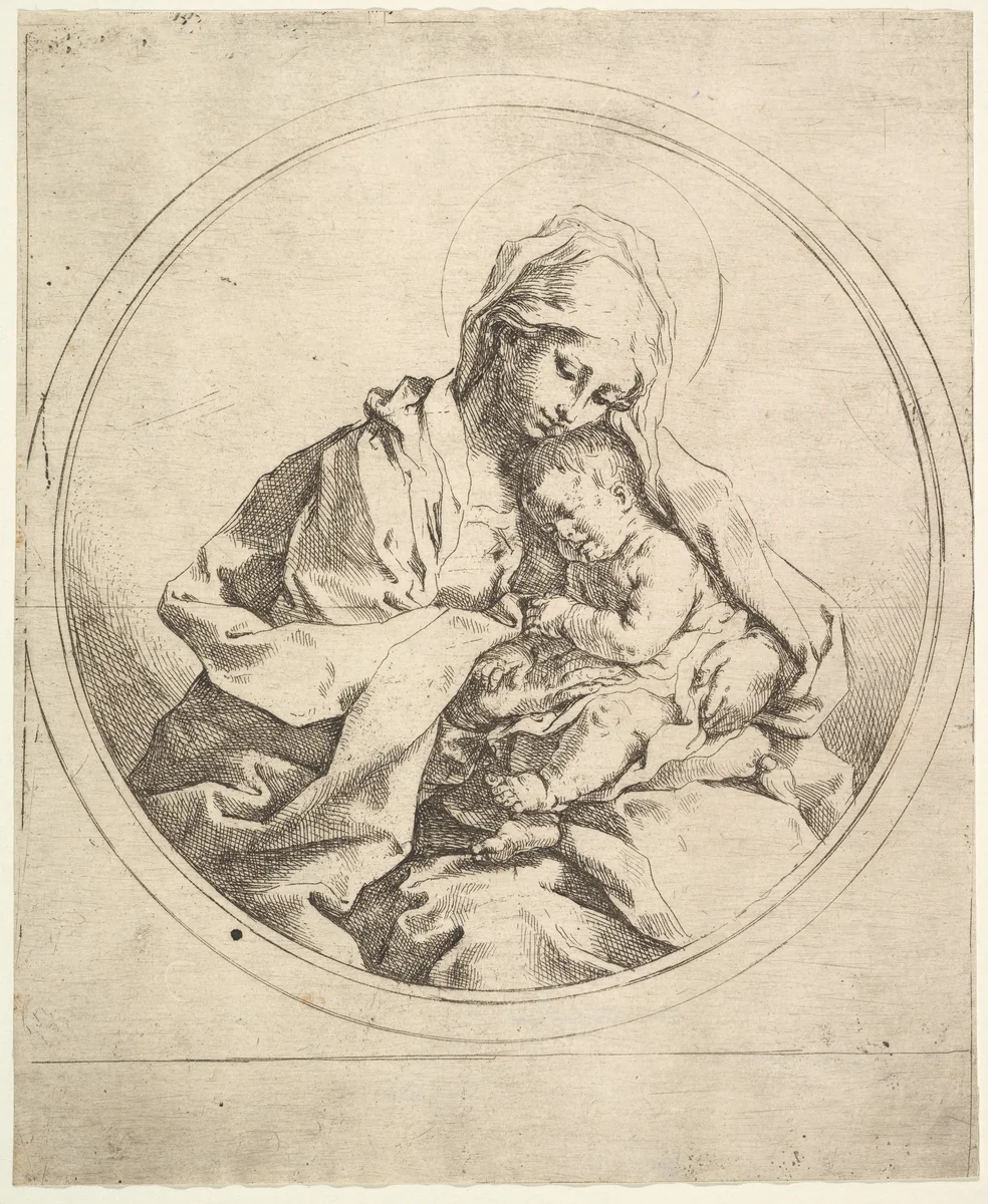 The Madonna and Child in the Round by Guido Reni, print, 1575-1642
