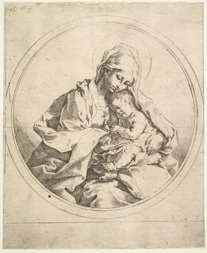 The Madonna and Child in the Round by Guido Reni, print, 1575-1642