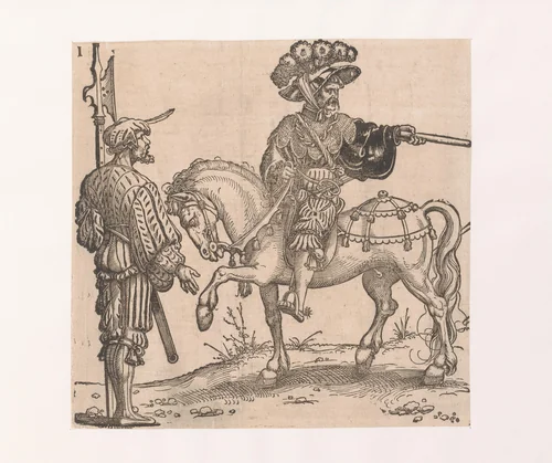Soldatenoptocht naar links (deel 1) by anonymous, print, 1510-1550