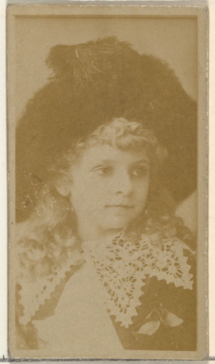 [Actress wearing dress with ornate lace collar], from the Actors and Actresses series (N145-8) issued by Duke Sons & Co. to promote Duke Cigarettes by W. Duke, Sons & Co., photograph, 1890-1895