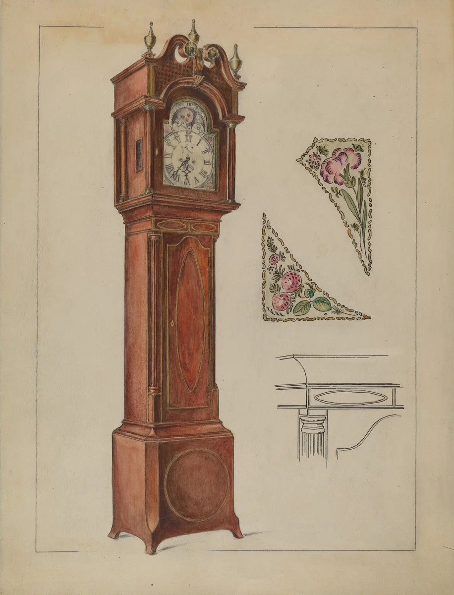 Tall Clock by Elizabeth Curtis, index of american design, 1935-1942