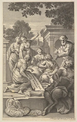 Allegorical composition celebrating the Humanities by Nicolas Dorigny, print, 1695