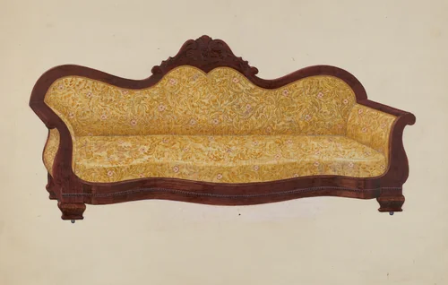 Mahogany Sofa by Edward A. Darby, index of american design, 1935-1942