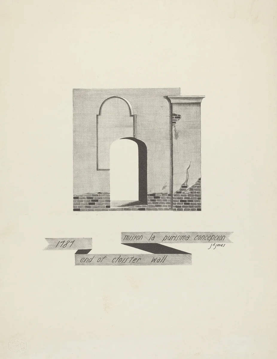Mision La Purisima Concepcion - End of Cloister Wall by James Jones, index of american design, 1935-1942