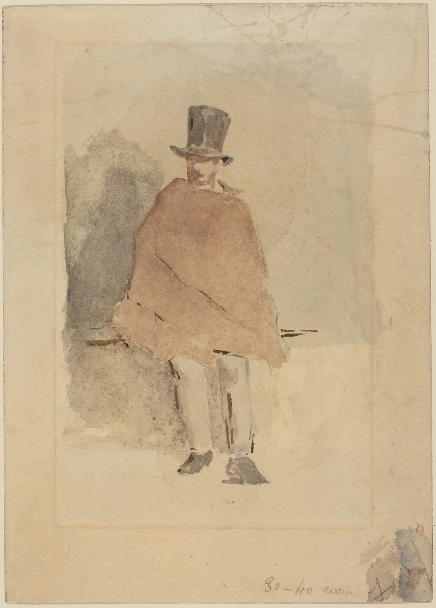 The Man in the Tall Hat by Edouard Manet, drawing, 1858-1859