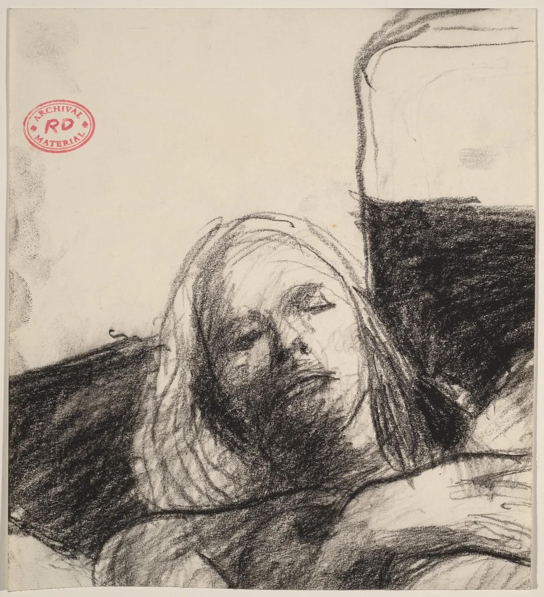 Untitled [head of a reclining woman] by Richard Diebenkorn, drawing, 1955-1967
