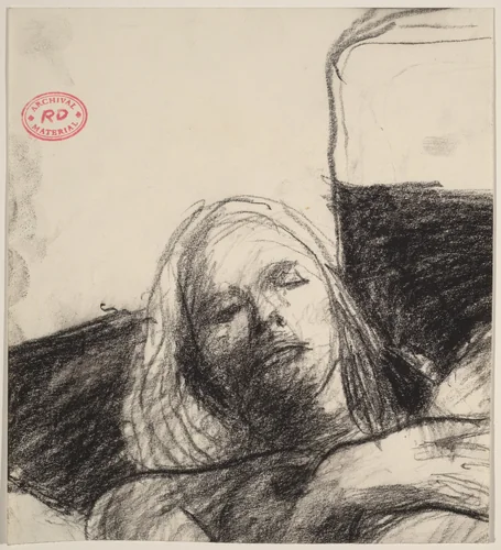 Untitled [head of a reclining woman] by Richard Diebenkorn, drawing, 1955-1967