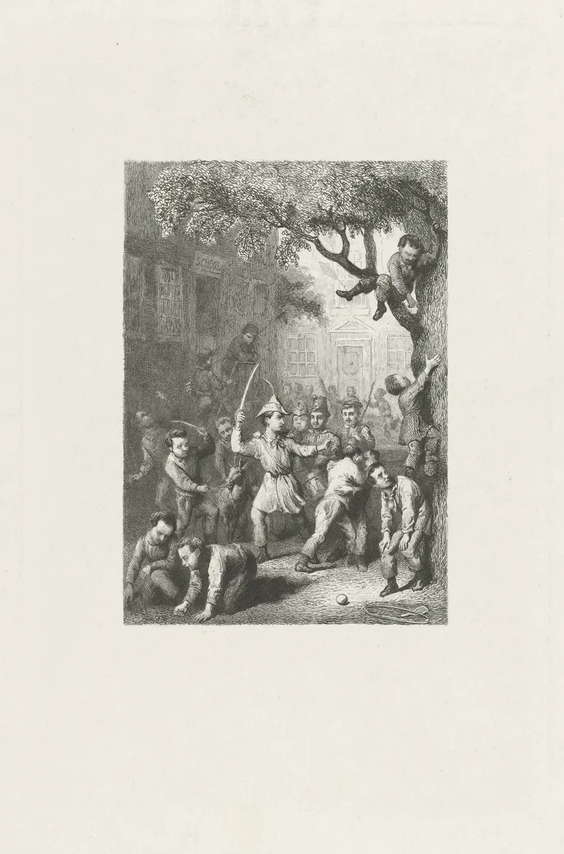Spelende kinderen by Johann Wilhelm Kaiser, print, 1823-1900