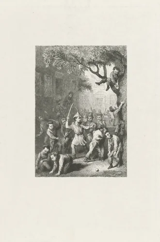 Spelende kinderen by Johann Wilhelm Kaiser, print, 1823-1900