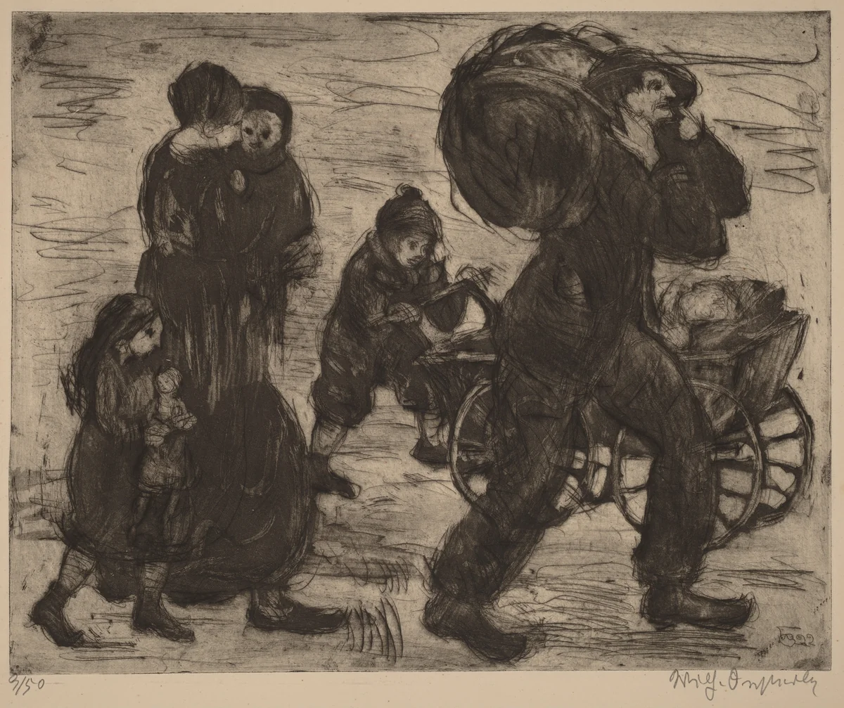 Refugee Family by Wilhelm Oesterle, print, 1922