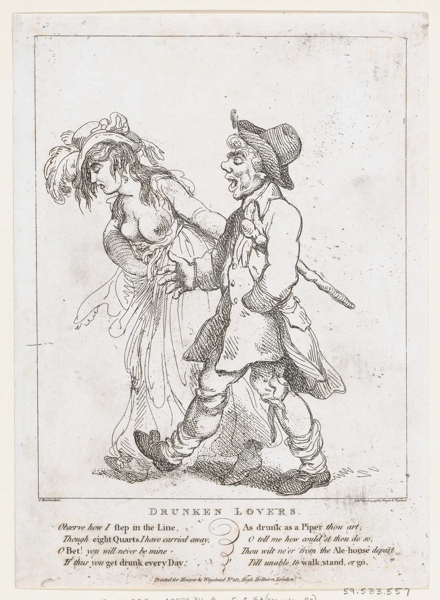Drunken Lovers by Thomas Rowlandson, print, 1798