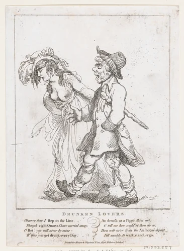 Drunken Lovers by Thomas Rowlandson, print, 1798
