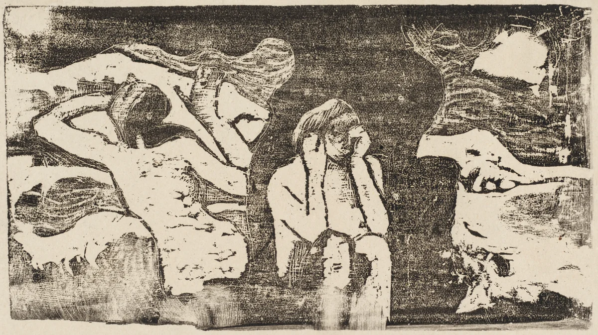 At the Black Rocks (Aux roches noires) by Paul Gauguin, print, 1895
