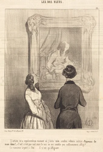 L'Artiste m'a représentée au moment ou j'écris by Honoré Daumier, print, 1844