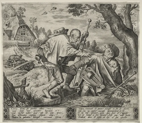 The Blind Leading the Blind by Pieter van der Heyden, print, 1550-1570