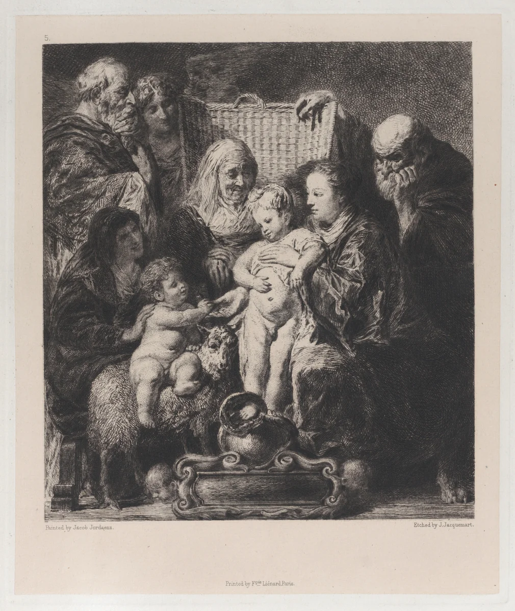 The Holy Family, after Jacob Jordaens by Jules Ferdinand Jacquemart, print, 1871