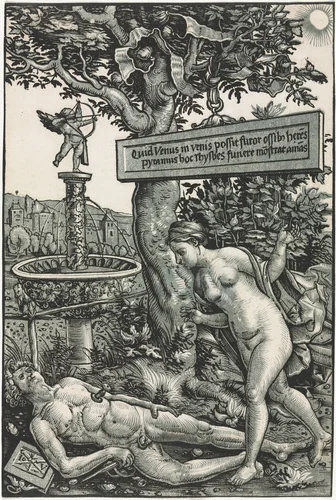 Pyramus and Thisbe by Hans Wechtlin, print, 1505-1515