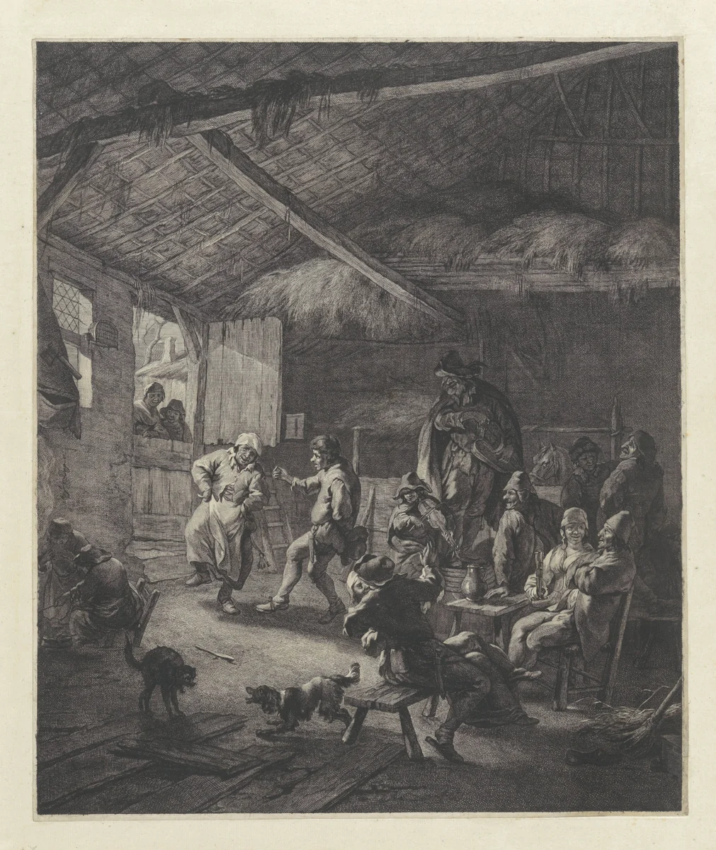 Boerendans by Jan de Visscher, print, 1643-1692