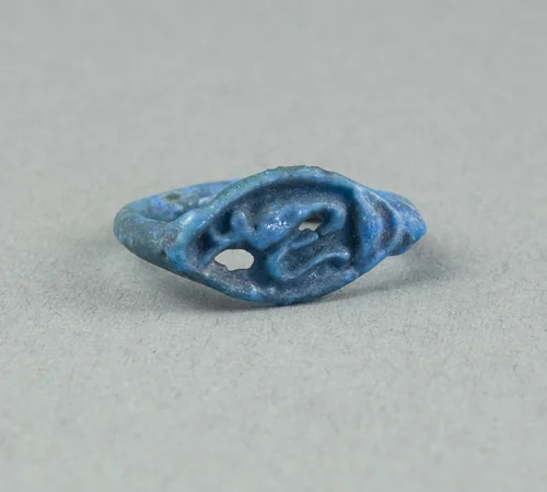 Ring: Figure of Serpent Uto (?) Wearing Crown of Lower Egypt by Egyptian, metalwork, -1390