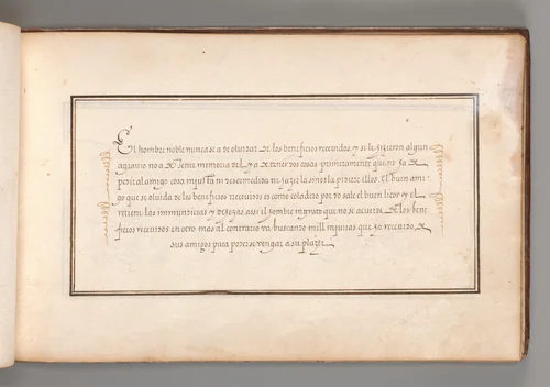 Calligraphic Exercise in Spanish by anonymous, book, 1600-1625