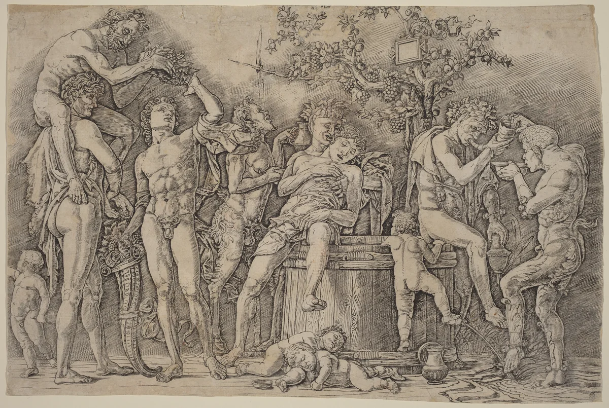 Bacchanal with a Wine Vat by Andrea Mantegna, print, 1481