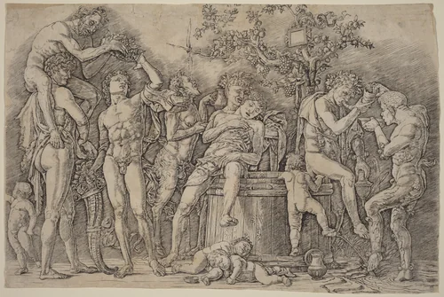 Bacchanal with a Wine Vat by Andrea Mantegna, print, 1481