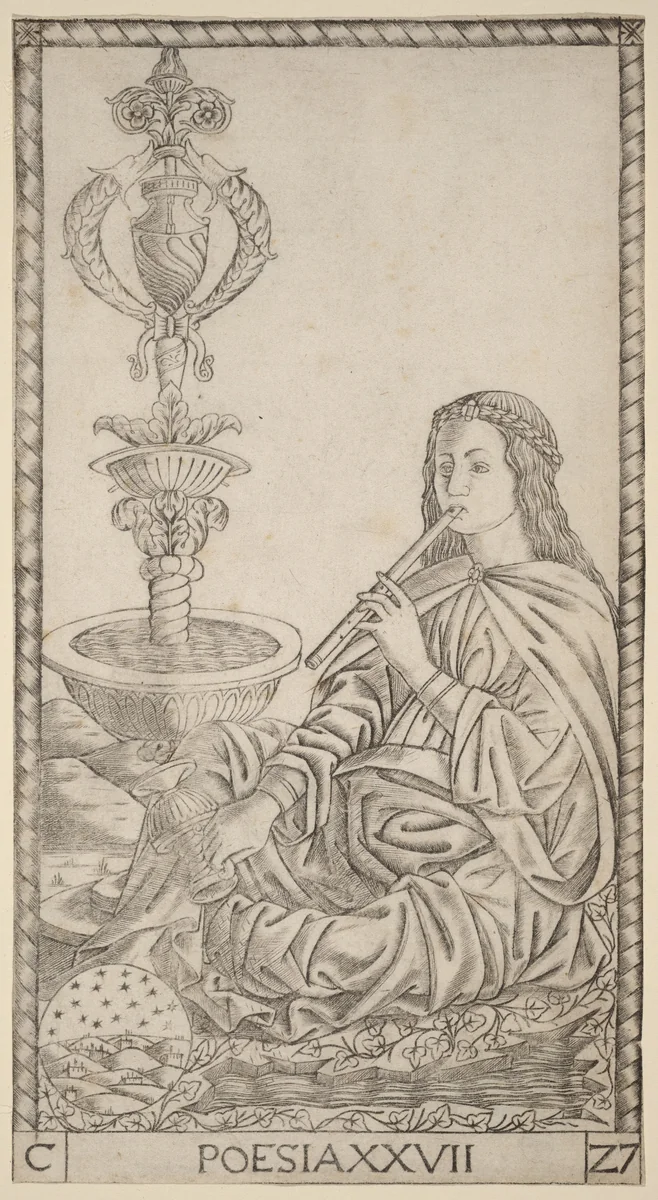 Poesia (Poetry) by Master of the S-Series Tarocchi, print, 1470