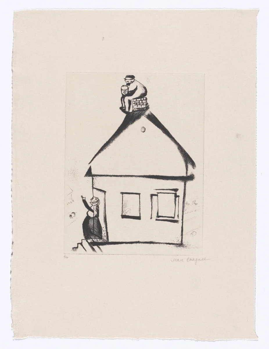 Grandfather's House (Haus des Grossvaters) from My Life ((Mein Leben) by Marc Chagall, illustrated book, 1922